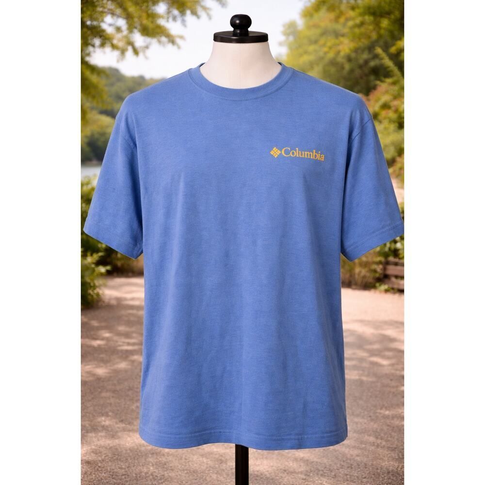 Columbia XLT Blue Short Sleeve T-Shirt Big & Tall Graphic Logo Outdoor Tee XLT